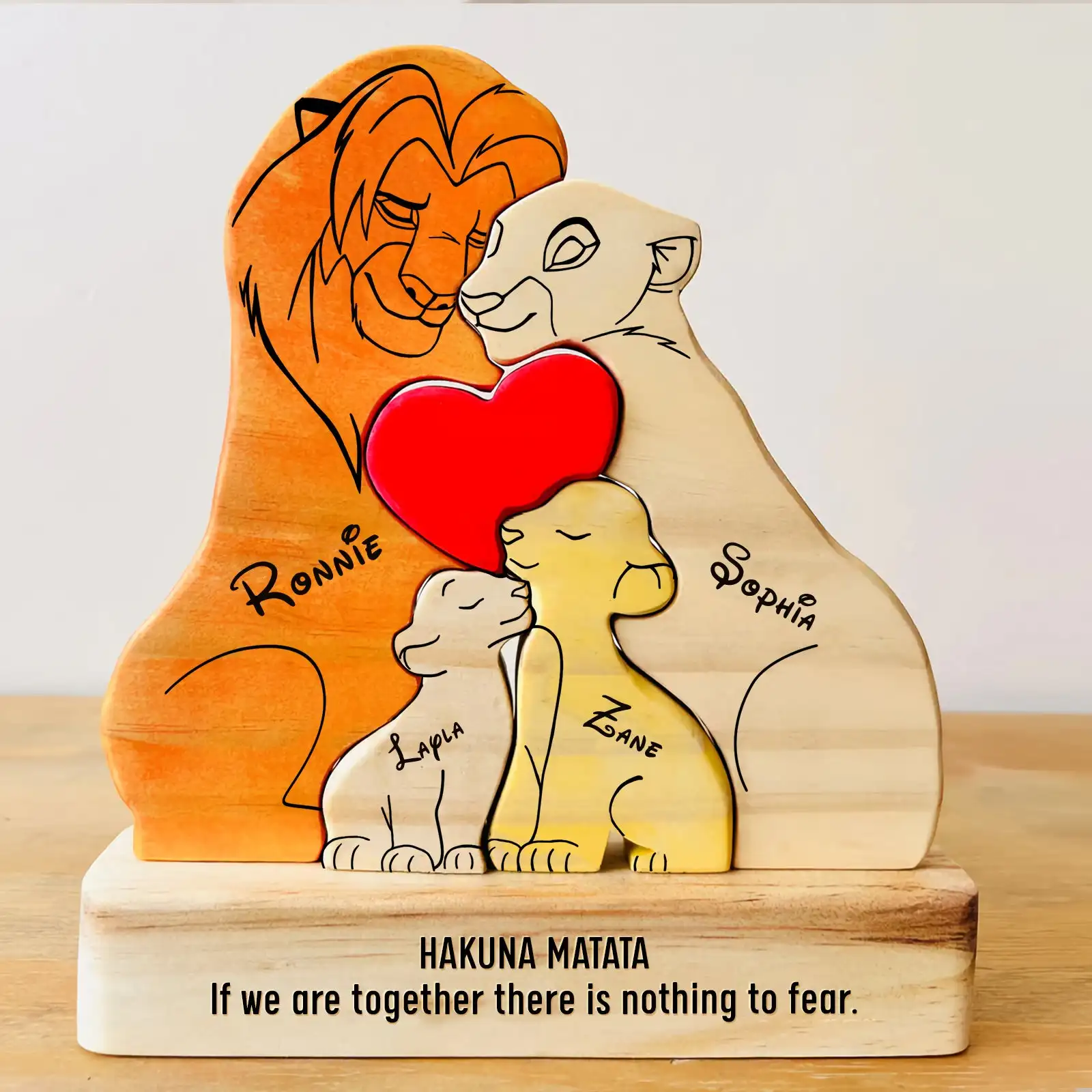Home Decor Modern Organic - Art Wooden Family Puzzle Personalized Name