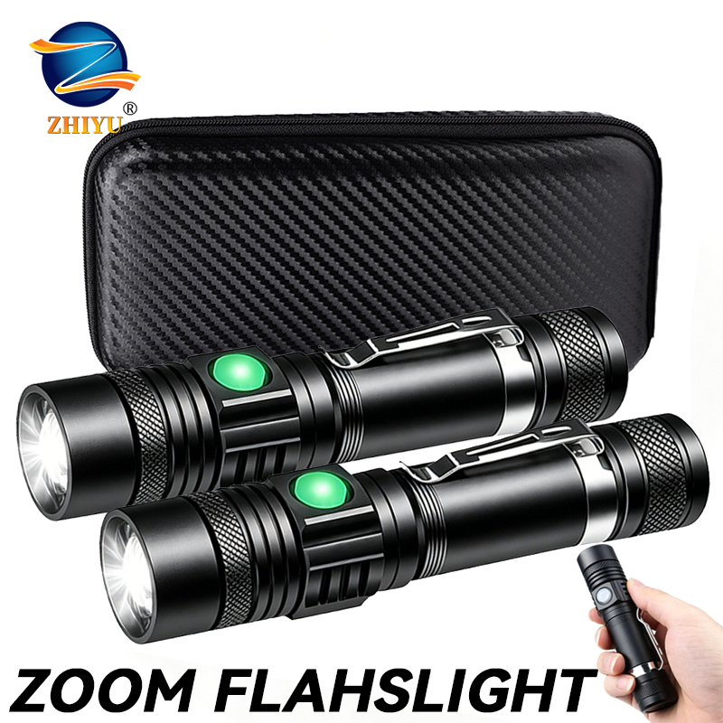 Home Decor Outside - T6 LED Rechargeable Flashlight,18650 Zoomable Torch,