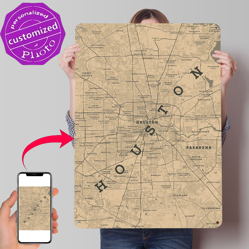 Home Decor Houston - Houston Texas Metal Poster Customized Wall