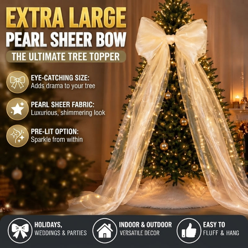 Home Decor Exchange - Stunning Pearlized Gauze Bow Christmas Tree