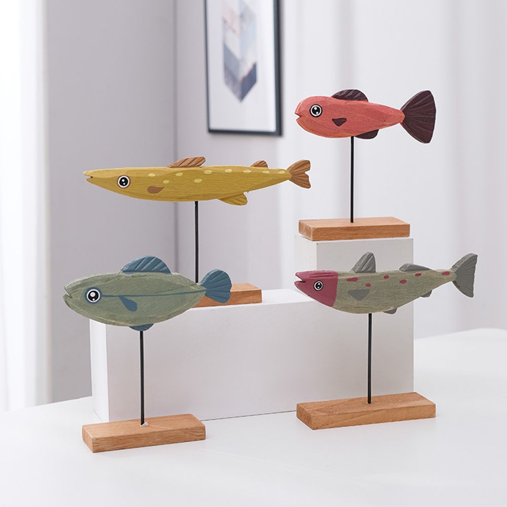 Colorful Wooden Fish Statue No - огляд і ціна Home Decor Modern Organic