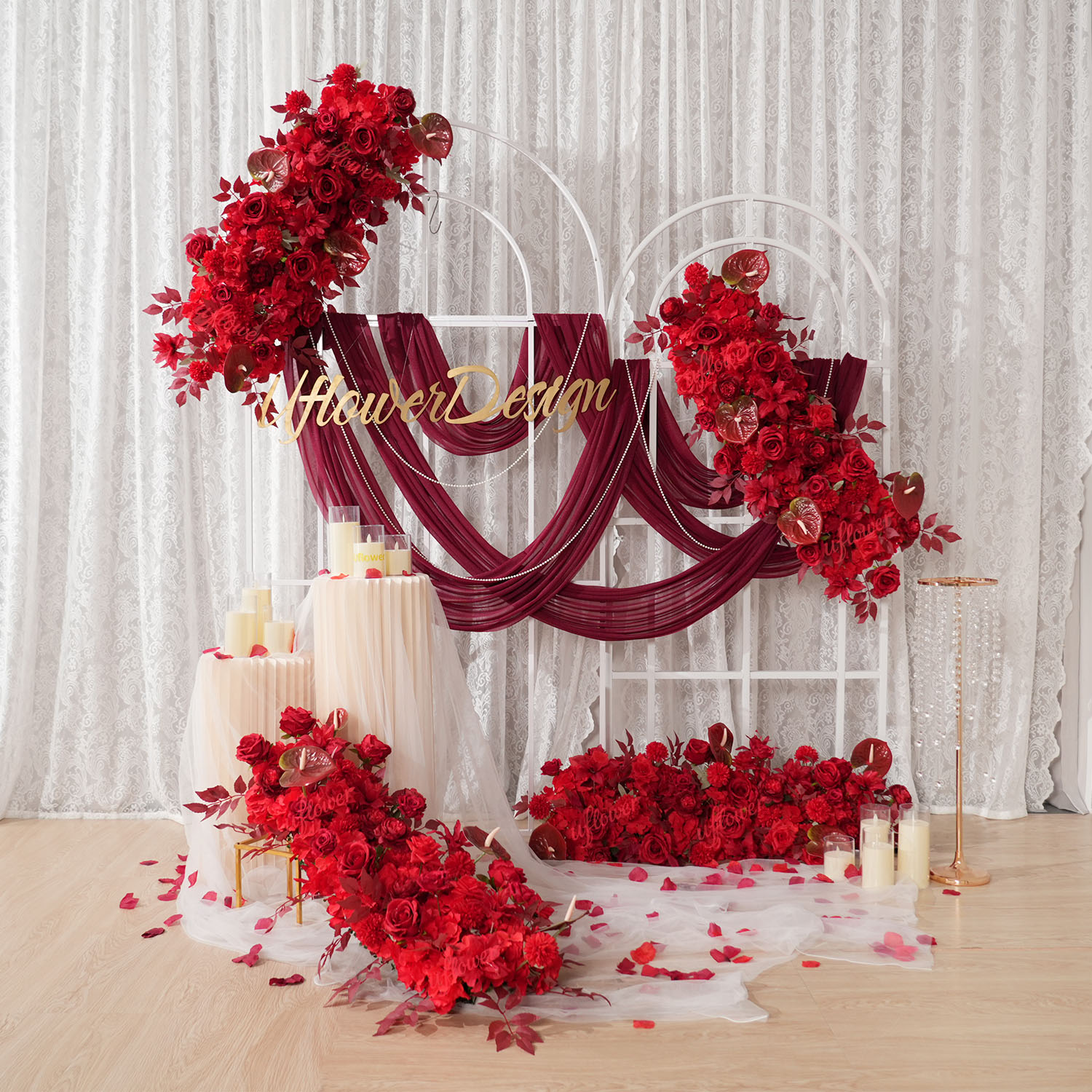 Uflower Red Flower Row Wedding - огляд і ціна Home Decor Event