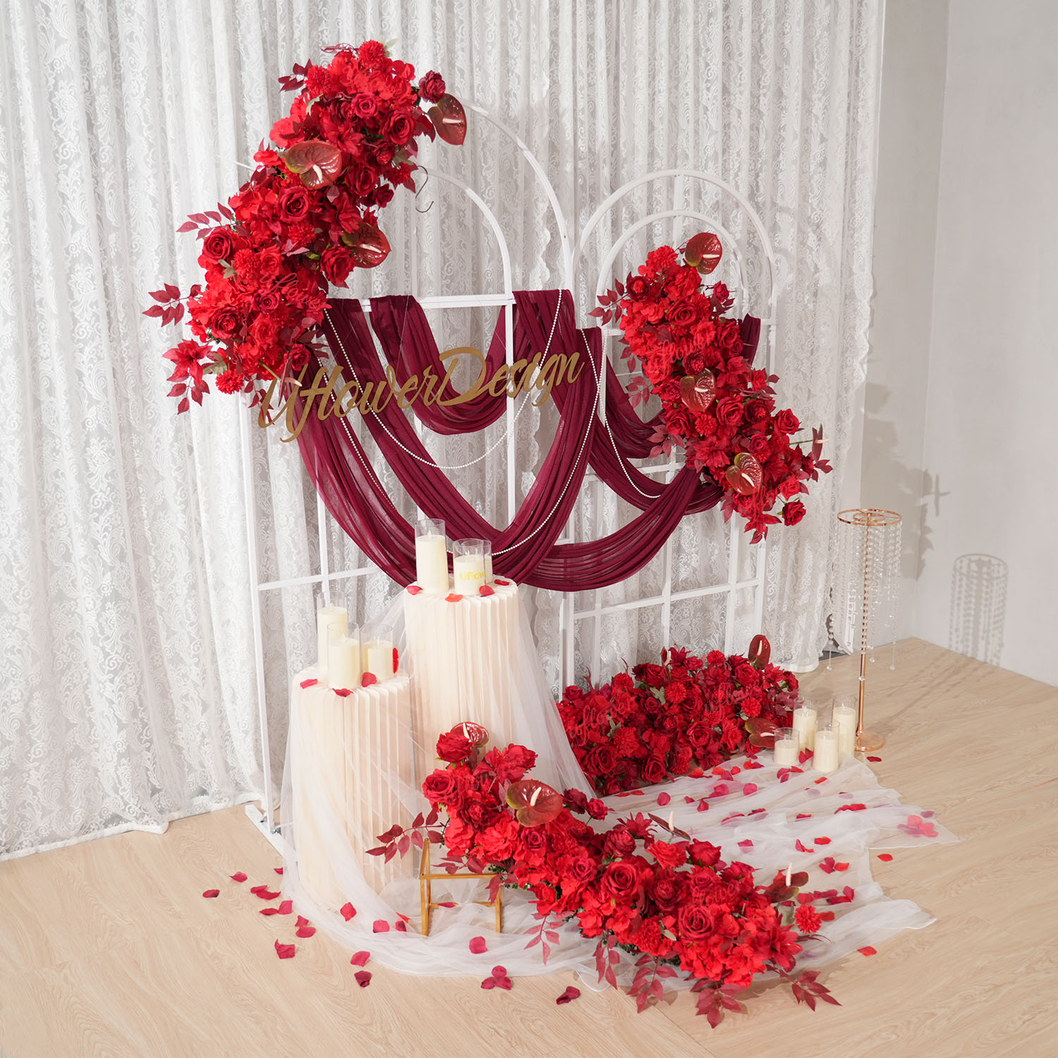 Uflower Red Flower Row Wedding - огляд і ціна Home Decor Event