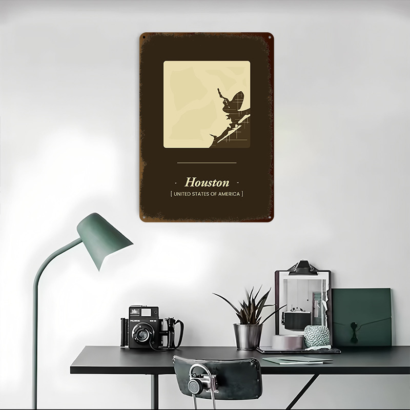 Houston City Map Tinplate Post - огляд і ціна Home Decor Houston