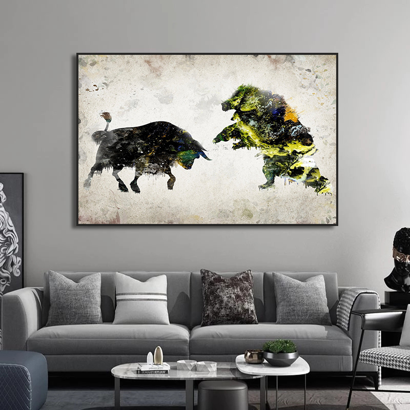 Bull and Bear Play Chess Wall  - огляд і ціна Home Decor Exchange