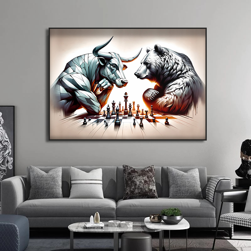Bull and Bear Play Chess Wall  - огляд і ціна Home Decor Exchange